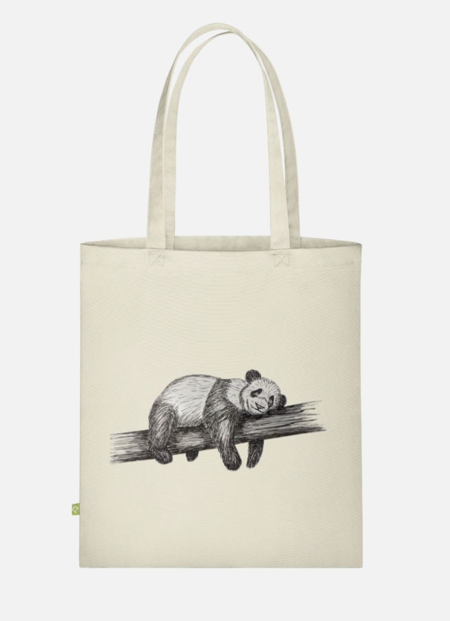 Canvas Stoffbeutel "Fauler Panda" Farbauswahl möglich.