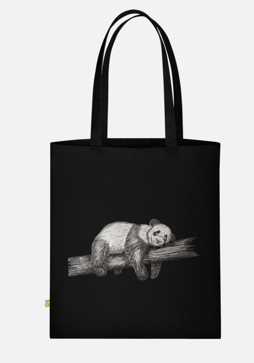 Canvas Stoffbeutel "Fauler Panda" Farbauswahl möglich.