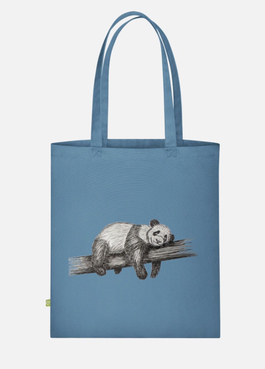 Canvas Stoffbeutel "Fauler Panda" Farbauswahl möglich.