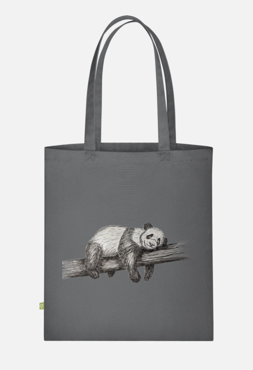Canvas Stoffbeutel "Fauler Panda" Farbauswahl möglich.