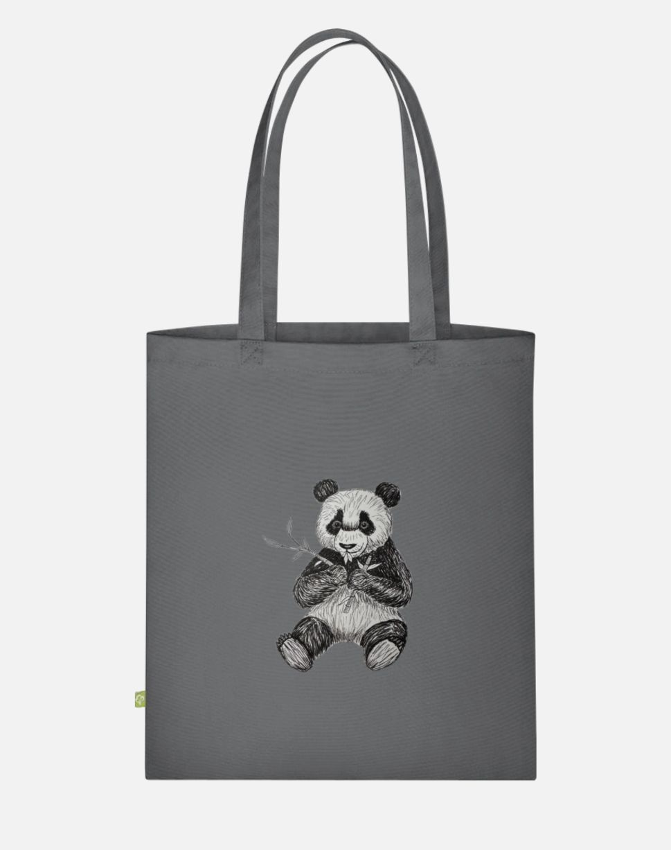 Canvas Stoffbeutel "Panda mit Bambus" Farbauswahl möglich