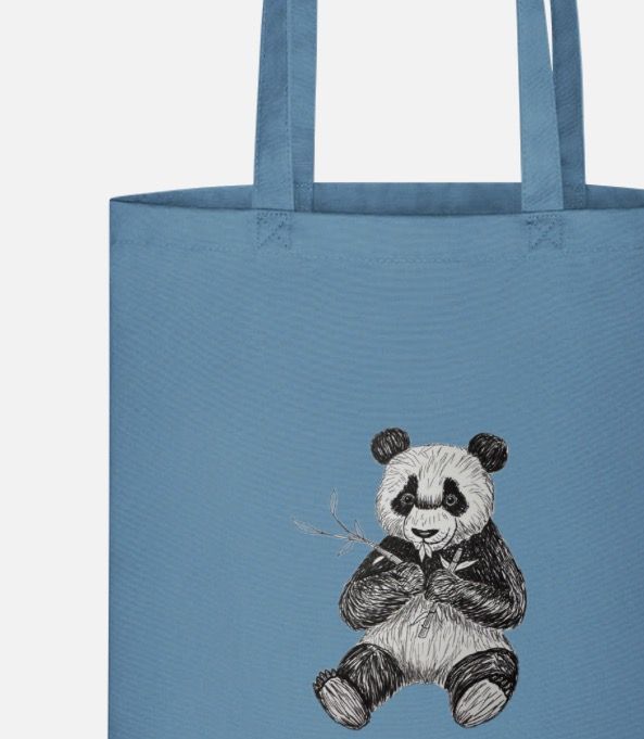 Canvas Stoffbeutel "Panda mit Bambus" Farbauswahl möglich