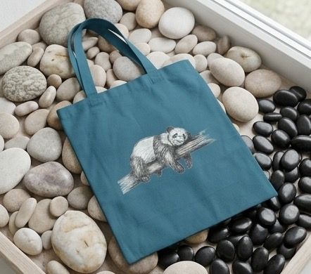 Canvas Stoffbeutel "Fauler Panda" Farbauswahl möglich.