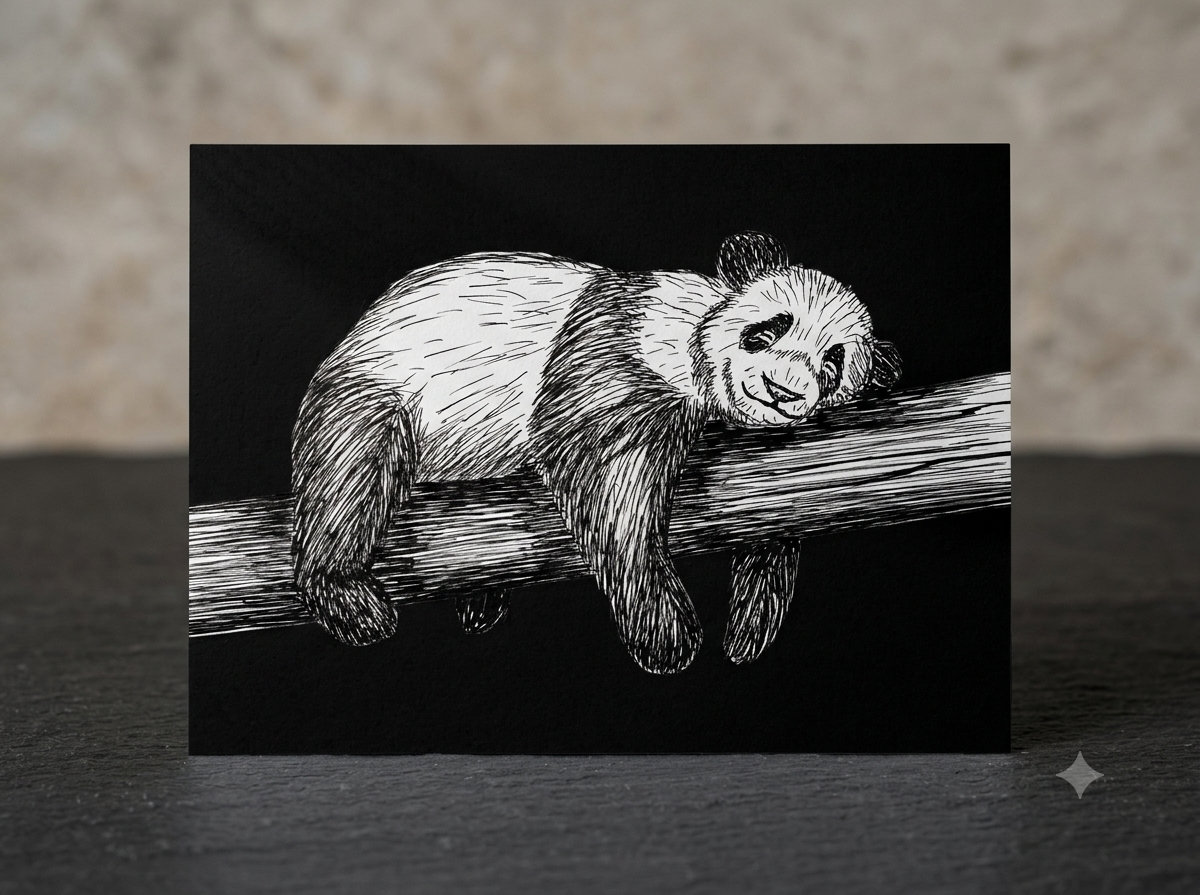 Postkarte "Fauler Panda"