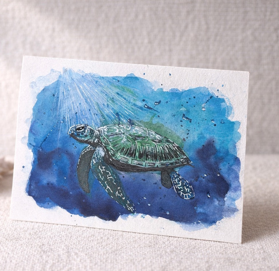 Postkarte "Schildkröte Aquarell"