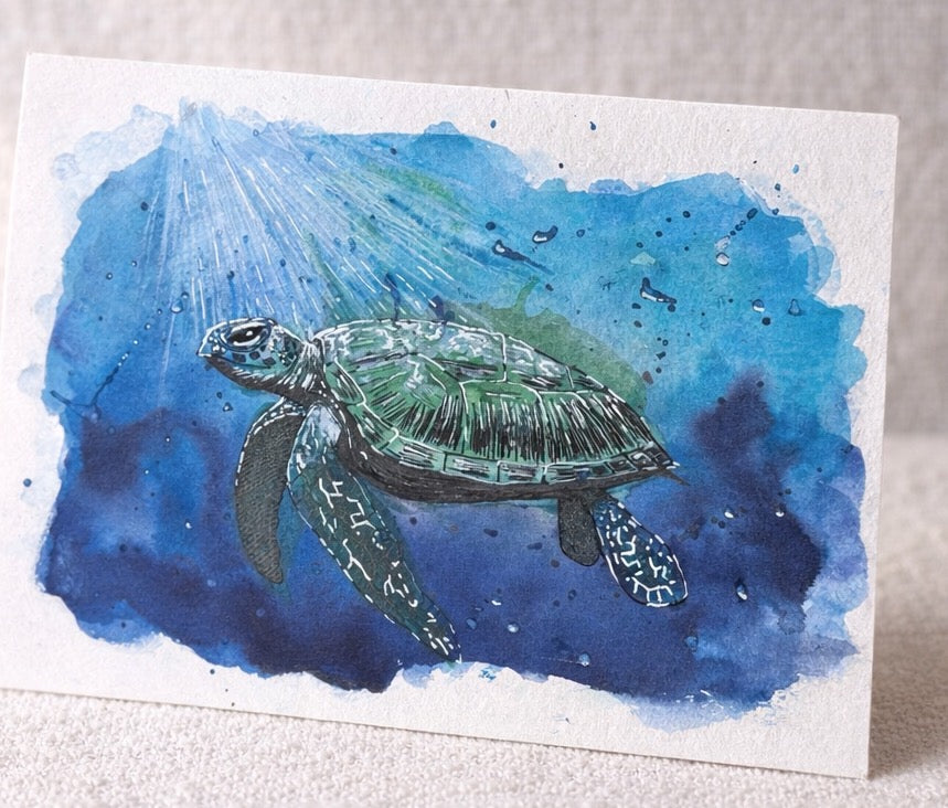 Postkarte "Schildkröte Aquarell"