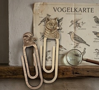 Große Holz-Büroklammer – verschiedene handgezeichnete Motive | ca. 10 cm