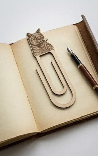 Große Holz-Büroklammer – verschiedene handgezeichnete Motive | ca. 10 cm